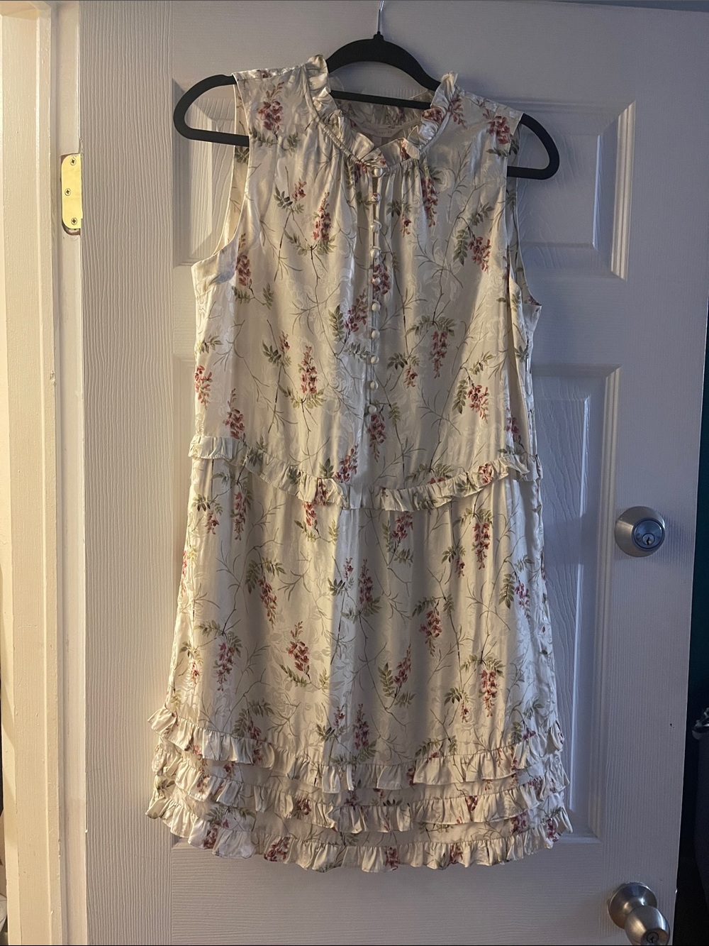 Rebecca Taylor Cream Floral Ruffle Mini Dress